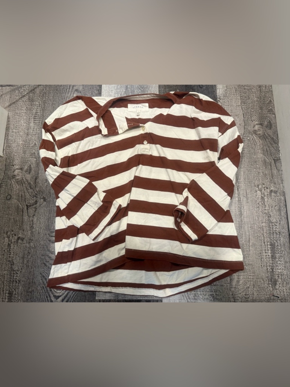 THE GREAT the shrunken Henley - cognac stripe - Picture 5 of 6